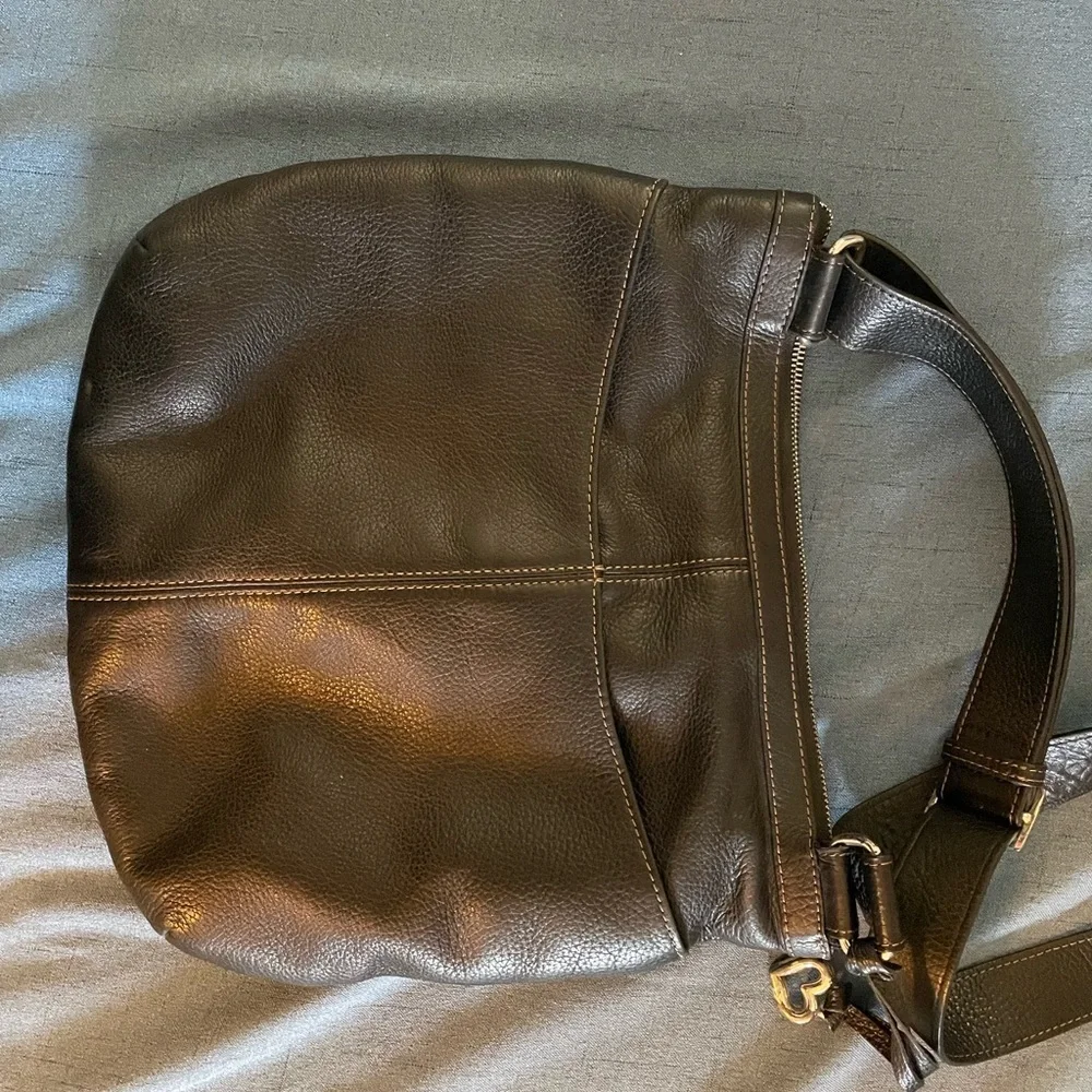 Brighton Leather Shoulder Bag, Chocolate Brown, EUC